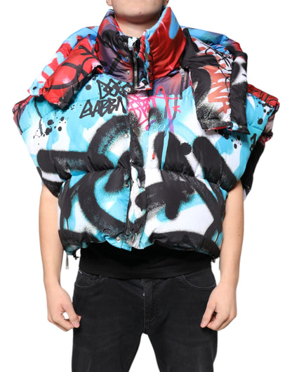 Veste coupe-vent à capuche Dolce & Gabbana multicolore à motifs graffiti
