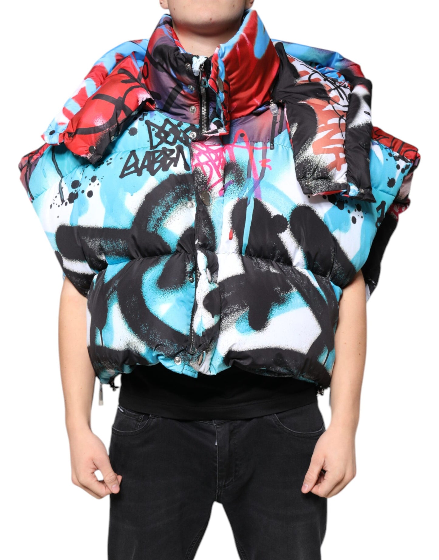 Veste coupe-vent à capuche Dolce & Gabbana multicolore à motifs graffiti
