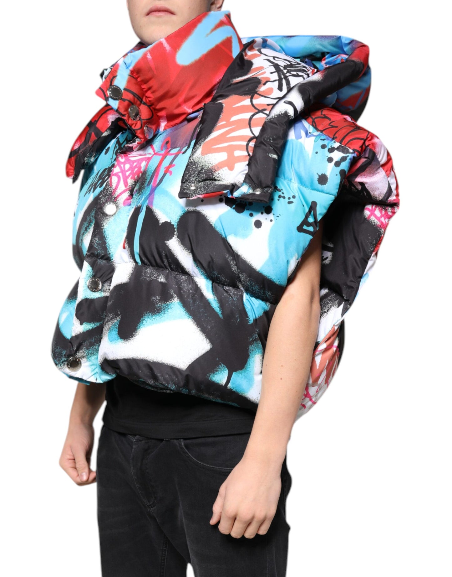 Veste coupe-vent à capuche Dolce & Gabbana multicolore à motifs graffiti
