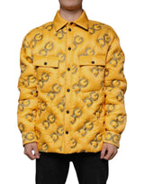 Blouson matelassé à boutons avec logo jaune de Dolce & Gabbana