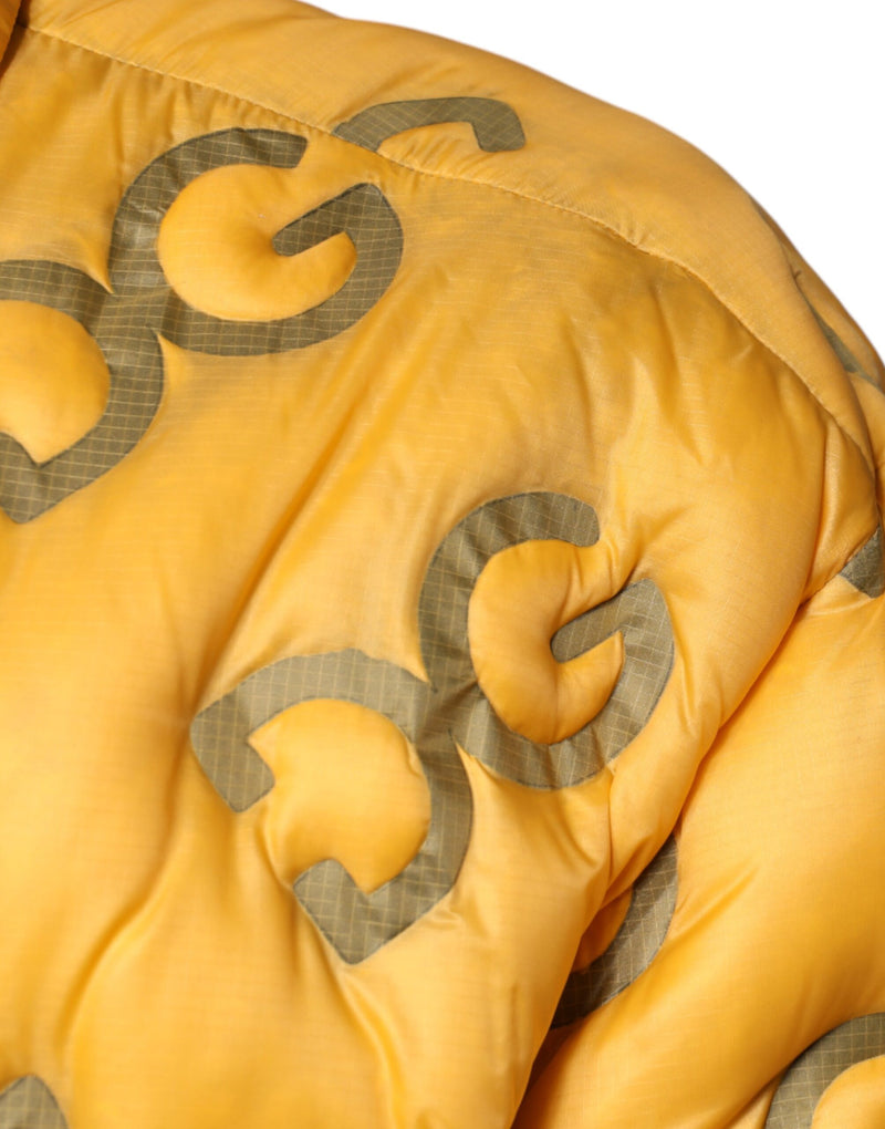 Blouson matelassé à boutons avec logo jaune de Dolce & Gabbana