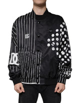 Bomber en nylon noir à rayures et pois de Dolce & Gabbana