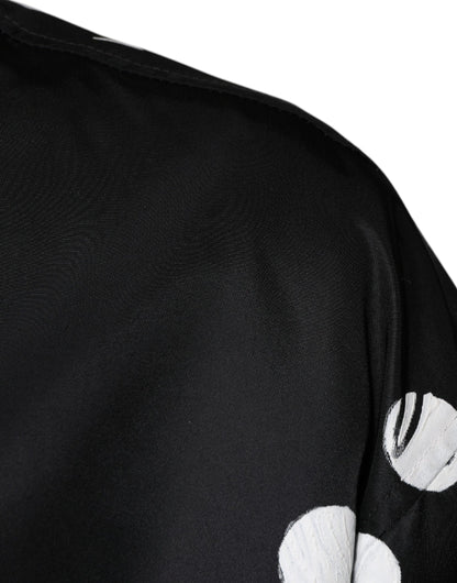 Dolce & Gabbana zwarte nylon bomberjas met stippen en strepen