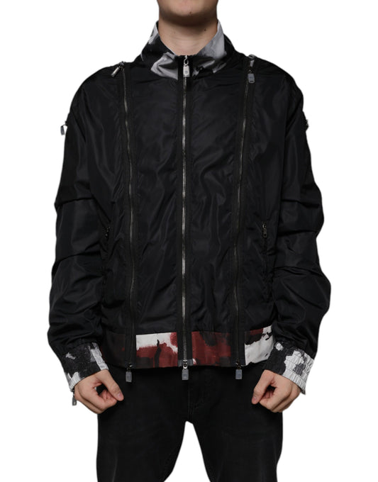 Dolce & Gabbana Zwarte Nylon Bomberjas met Ritssluiting voor Heren