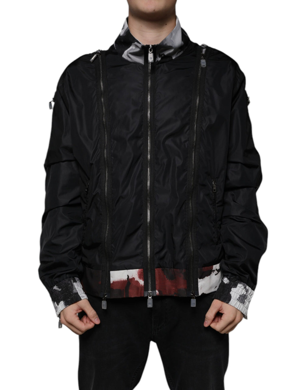 Veste bomber homme Dolce & Gabbana en nylon noir à fermeture éclair intégrale
