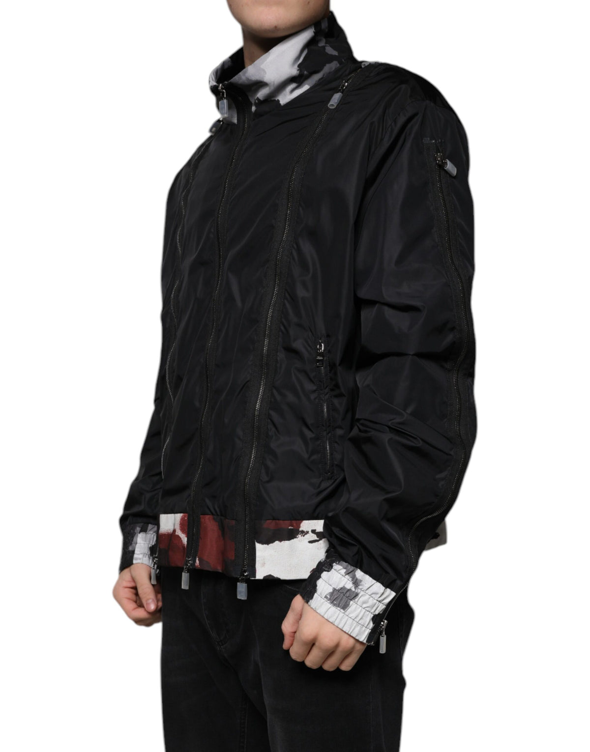 Veste bomber homme Dolce & Gabbana en nylon noir à fermeture éclair intégrale