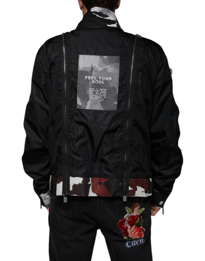 Veste bomber homme Dolce & Gabbana en nylon noir à fermeture éclair intégrale