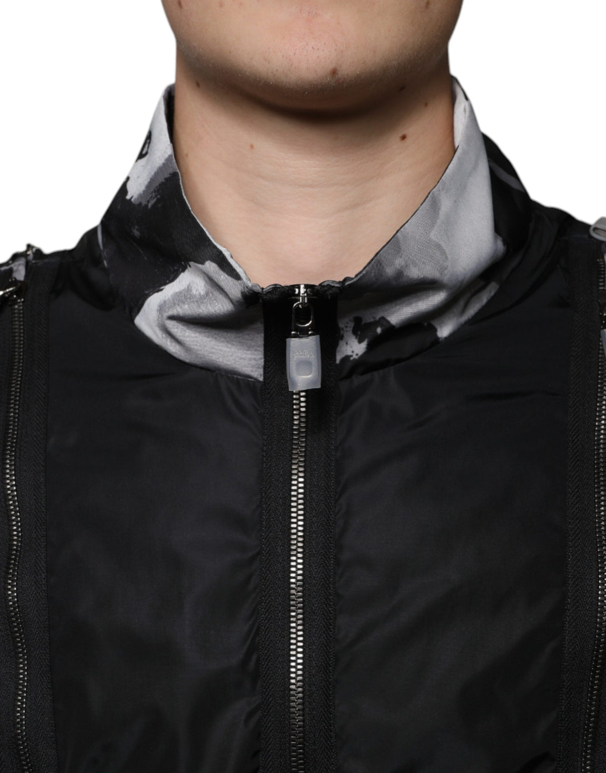Veste bomber homme Dolce & Gabbana en nylon noir à fermeture éclair intégrale