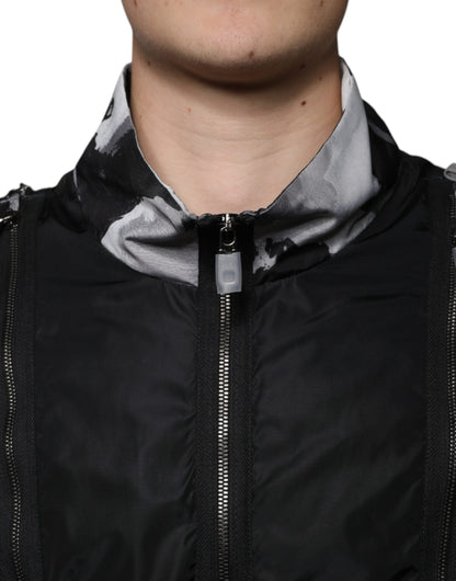 Veste bomber homme Dolce & Gabbana en nylon noir à fermeture éclair intégrale