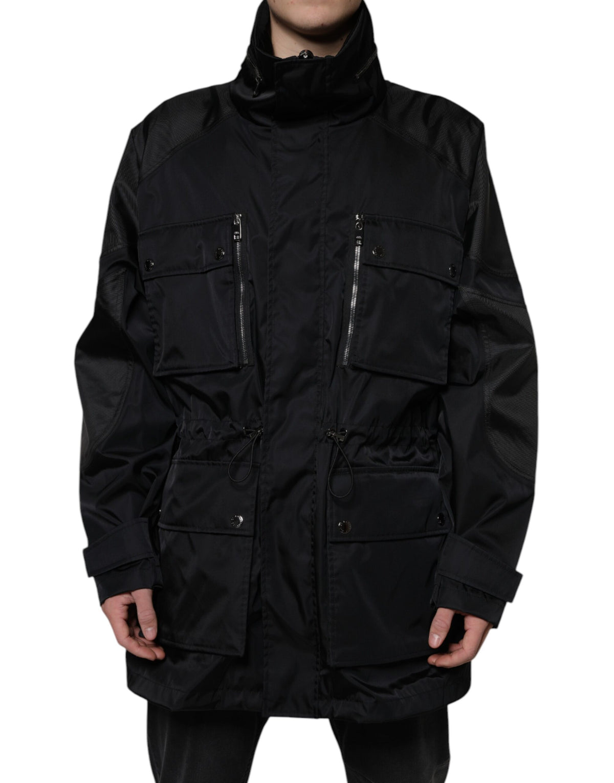 Parka manteau d'hiver noir en nylon pour homme de Dolce & Gabbana