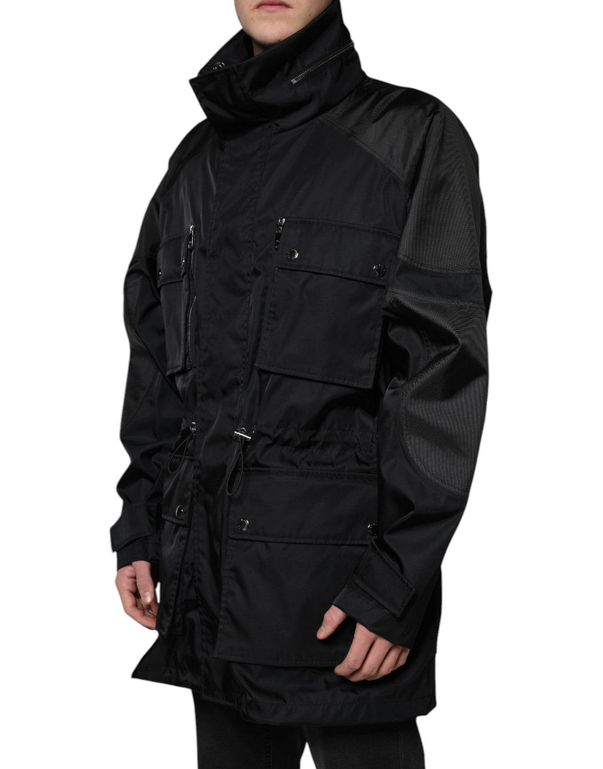 Parka manteau d'hiver noir en nylon pour homme de Dolce & Gabbana