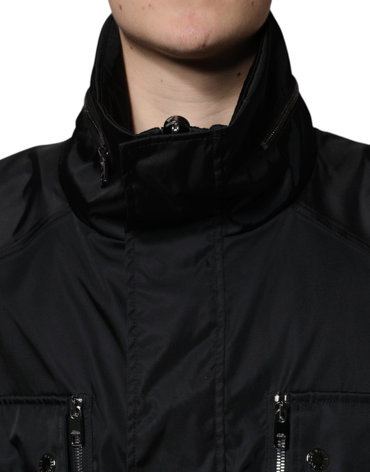 Parka manteau d'hiver noir en nylon pour homme de Dolce & Gabbana