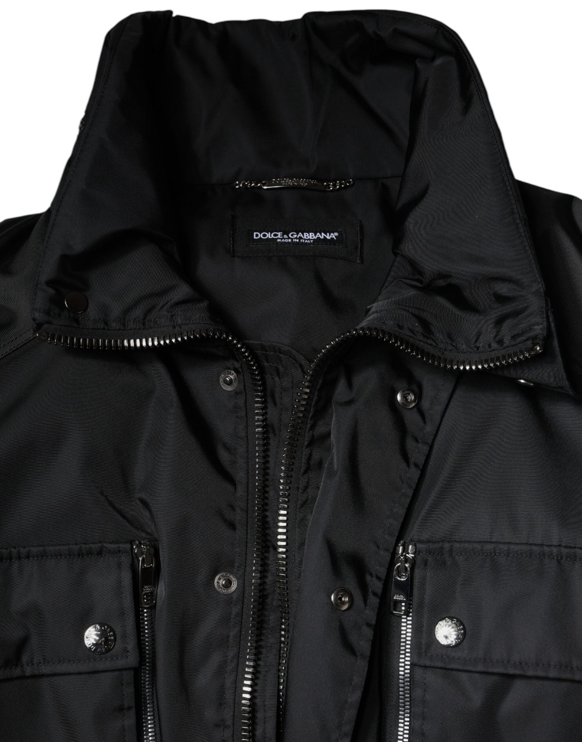 Parka manteau d'hiver noir en nylon pour homme de Dolce & Gabbana