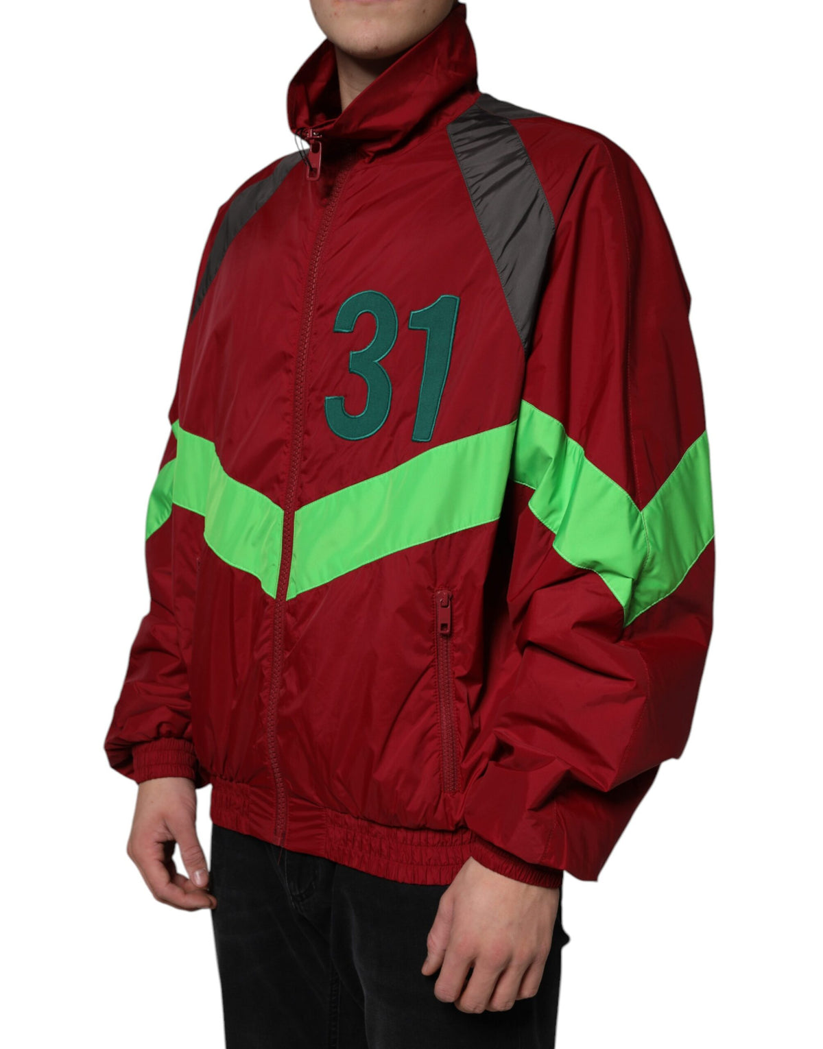 Veste coupe-vent à fermeture éclair en nylon multicolore de Dolce & Gabbana
