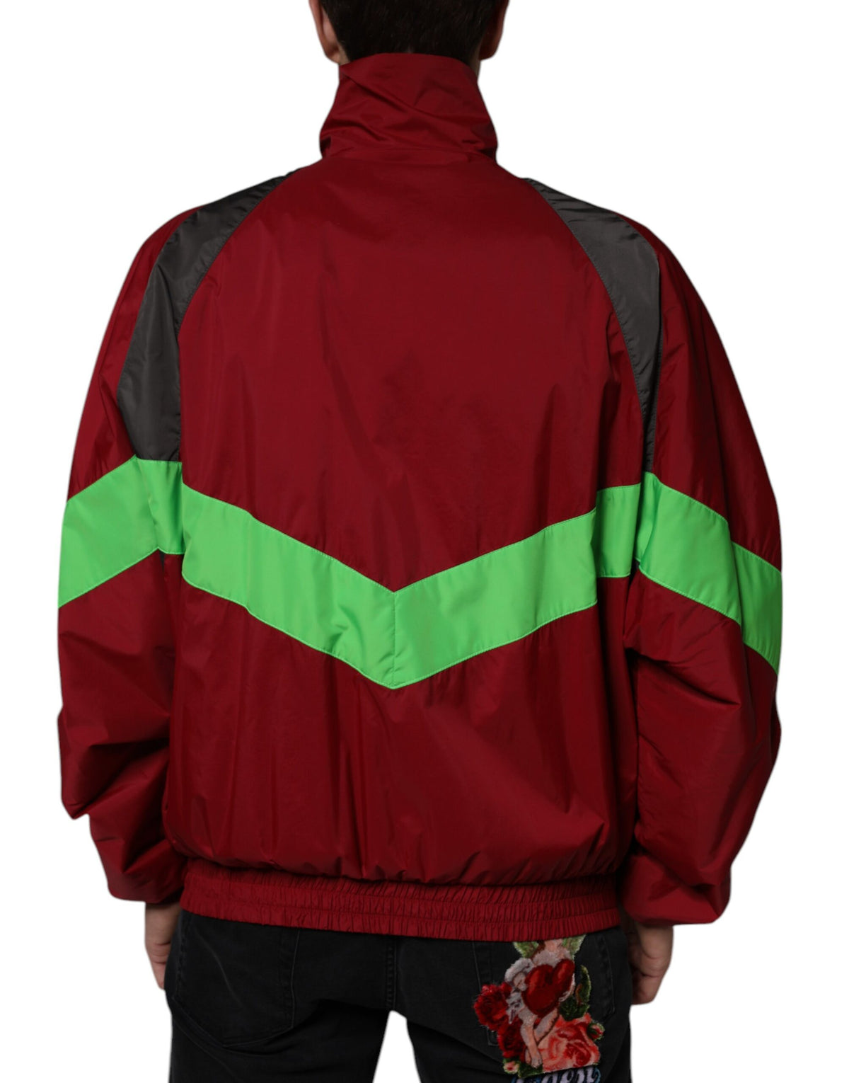Veste coupe-vent à fermeture éclair en nylon multicolore de Dolce & Gabbana