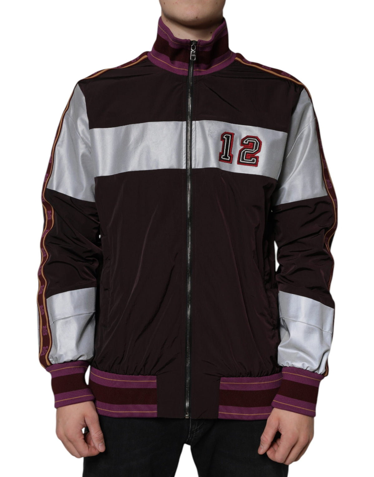Veste bomber en jersey à fermeture éclair intégrale multicolore Dolce & Gabbana pour homme