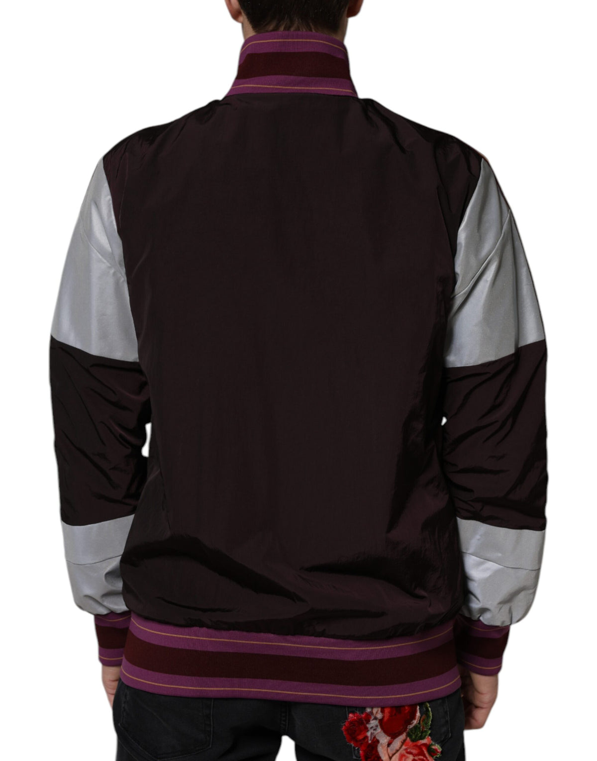 Veste bomber en jersey à fermeture éclair intégrale multicolore Dolce & Gabbana pour homme