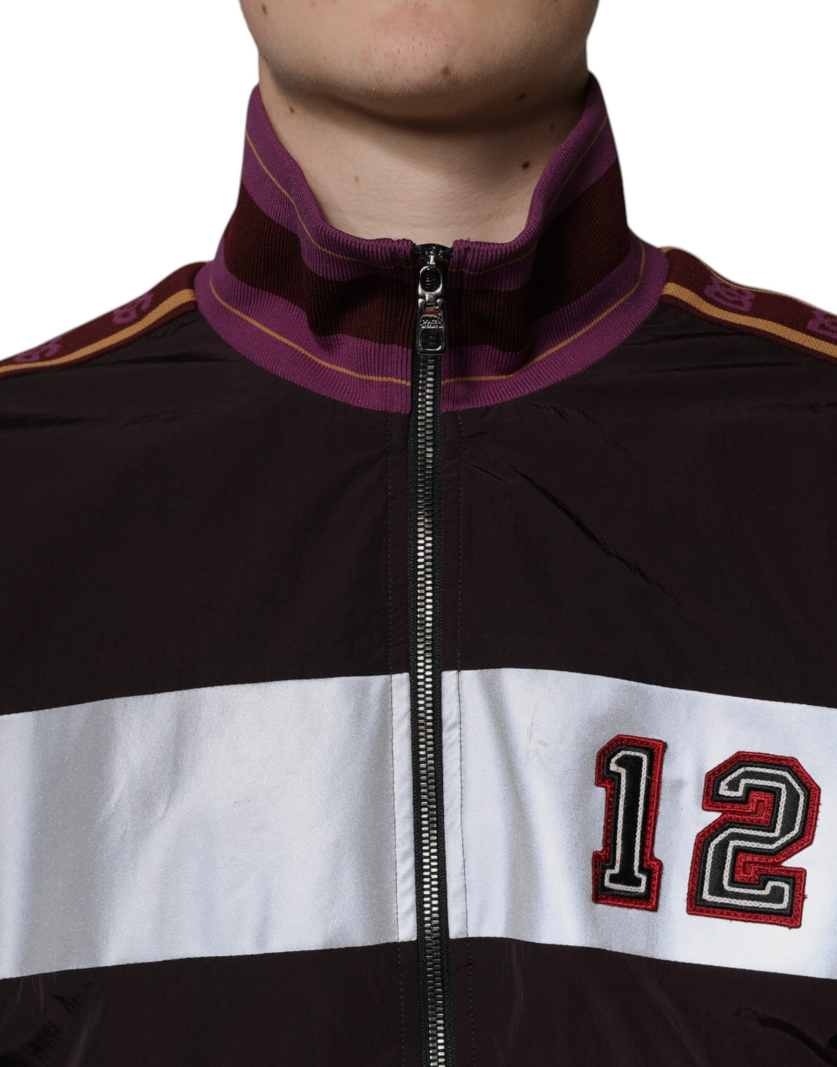 Veste bomber en jersey à fermeture éclair intégrale multicolore Dolce & Gabbana pour homme
