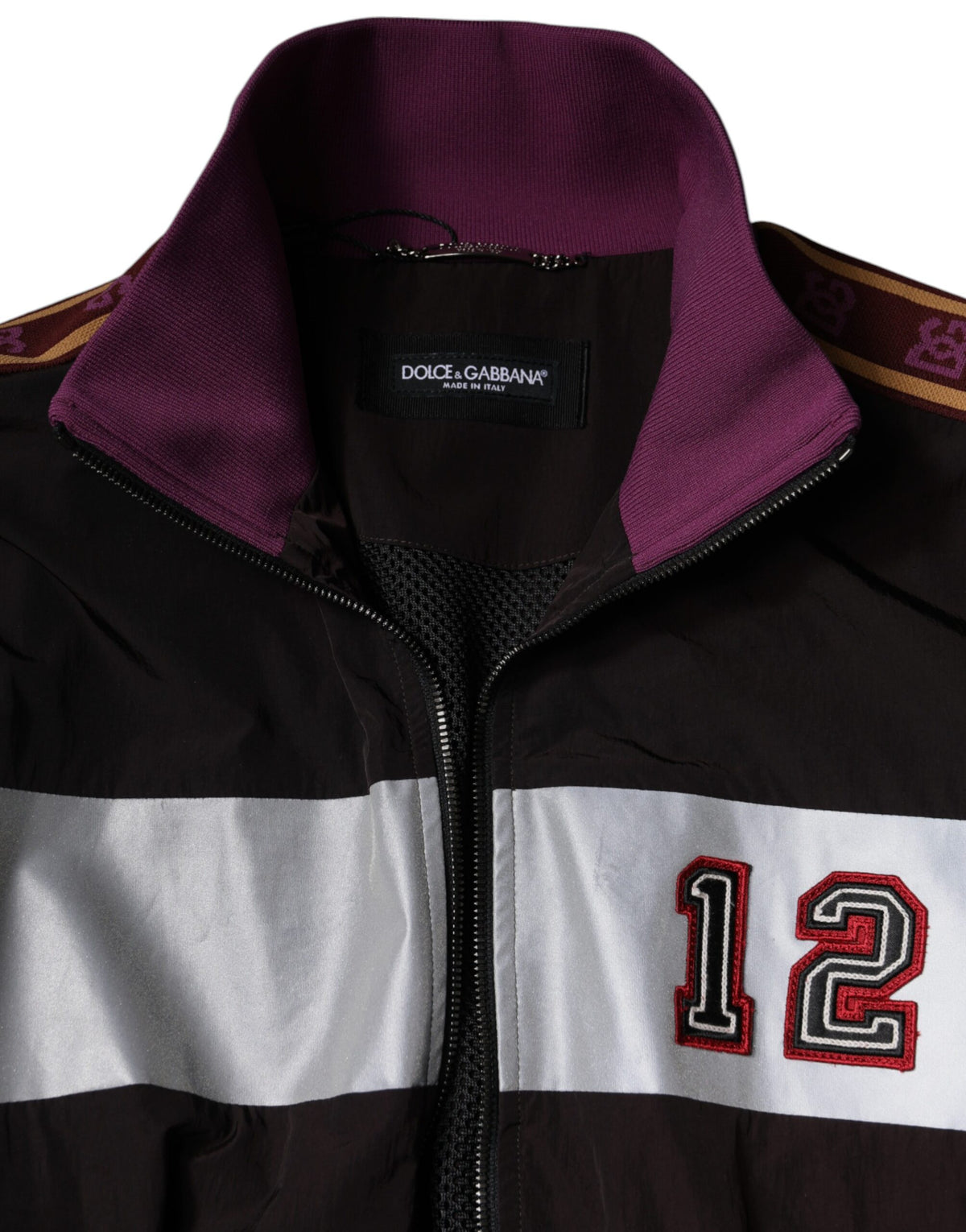 Veste bomber en jersey à fermeture éclair intégrale multicolore Dolce & Gabbana pour homme