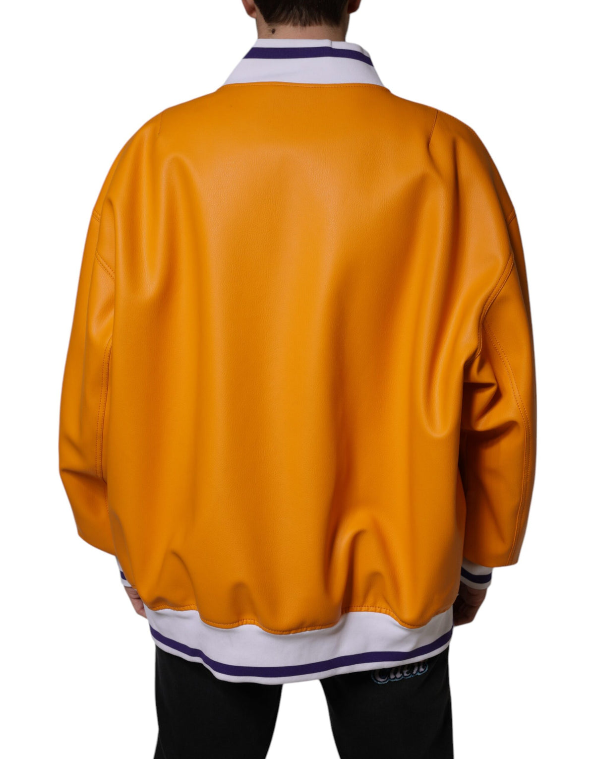 Veste bomber en jersey à fermeture éclair intégrale orange et blanche de Dolce & Gabbana