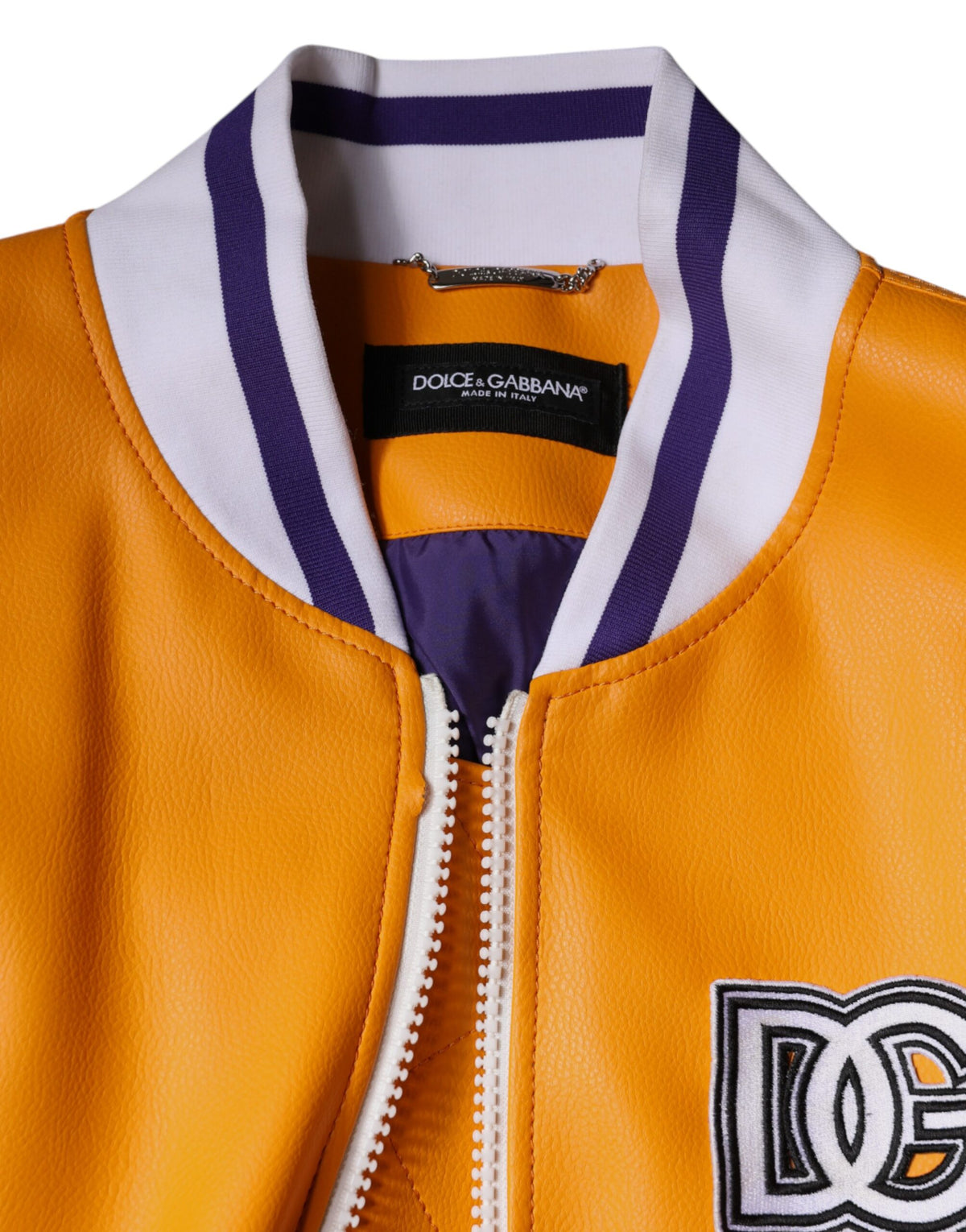 Veste bomber en jersey à fermeture éclair intégrale orange et blanche de Dolce & Gabbana