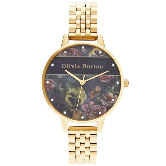 Montre en Acier Inoxydable Dorée Olivia Burton avec Motif Floral