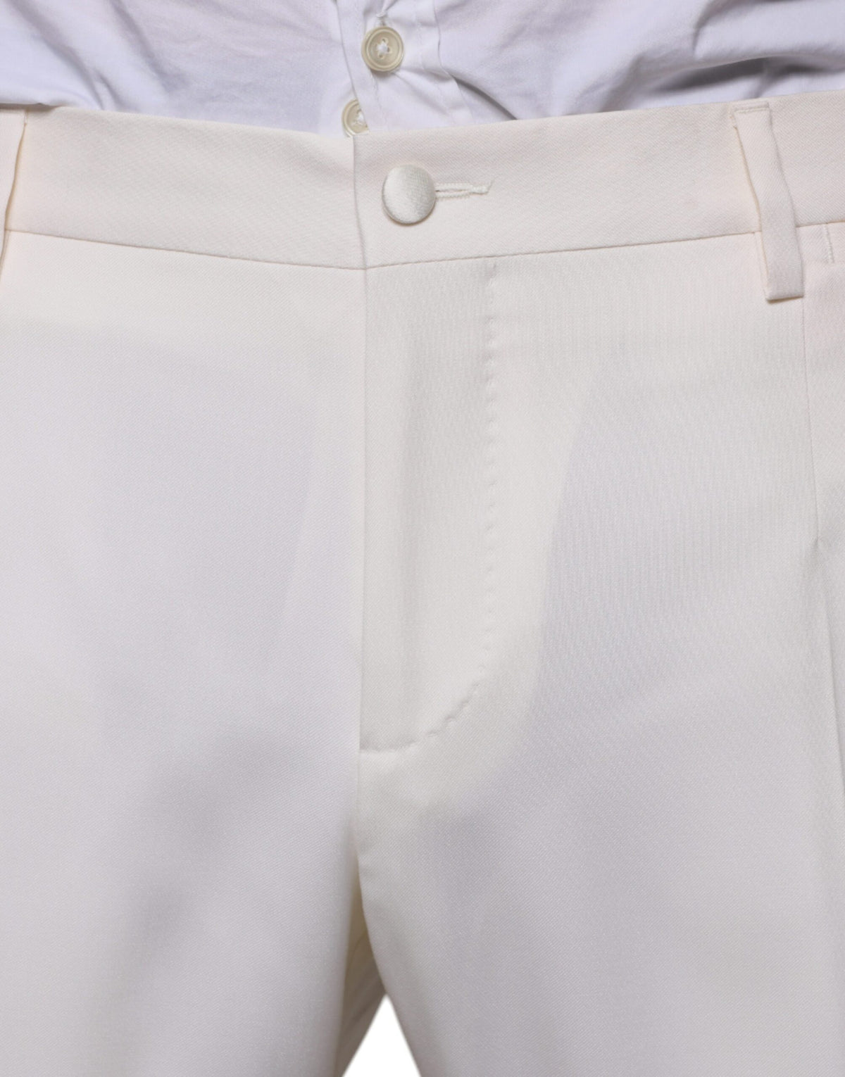 Dolce & Gabbana Costume 3 Pièces Slim Fit en Laine et Soie Blanc