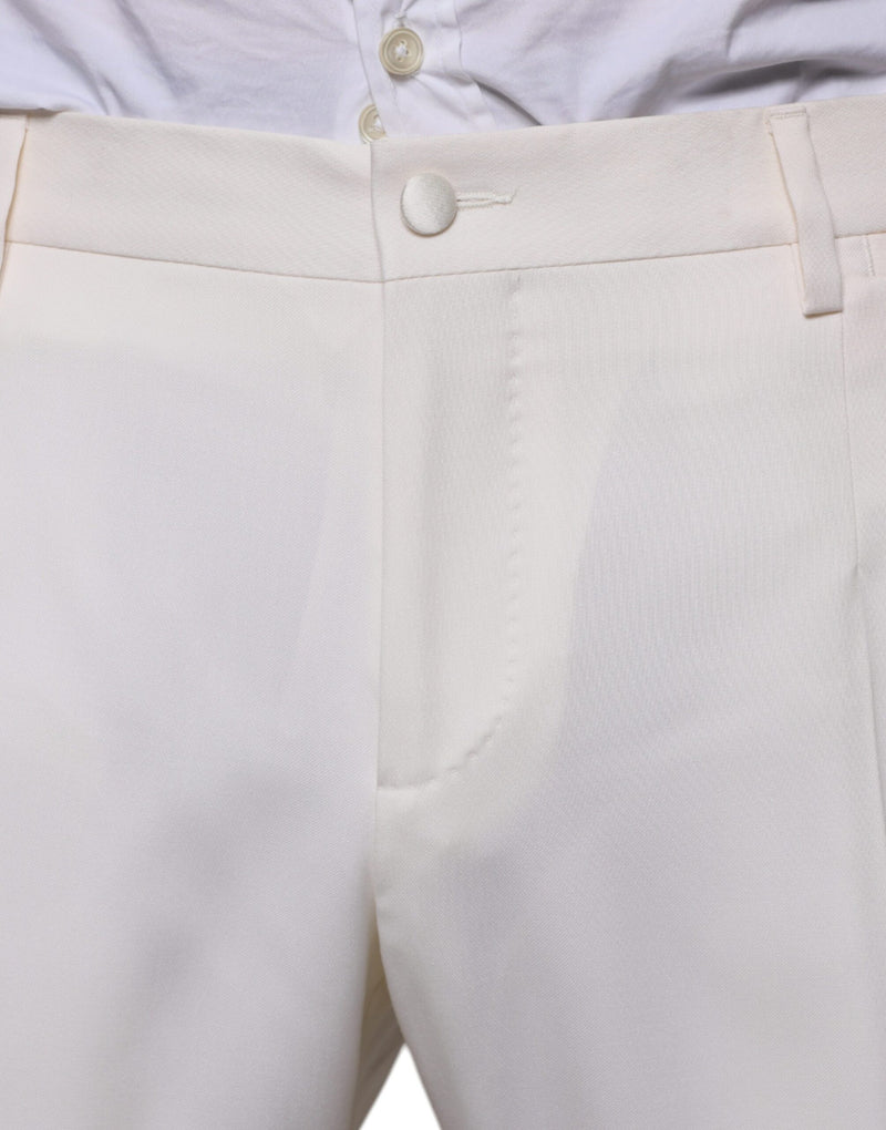Dolce & Gabbana White Wool Silk 3 Piece Slim Fit Formal Suit