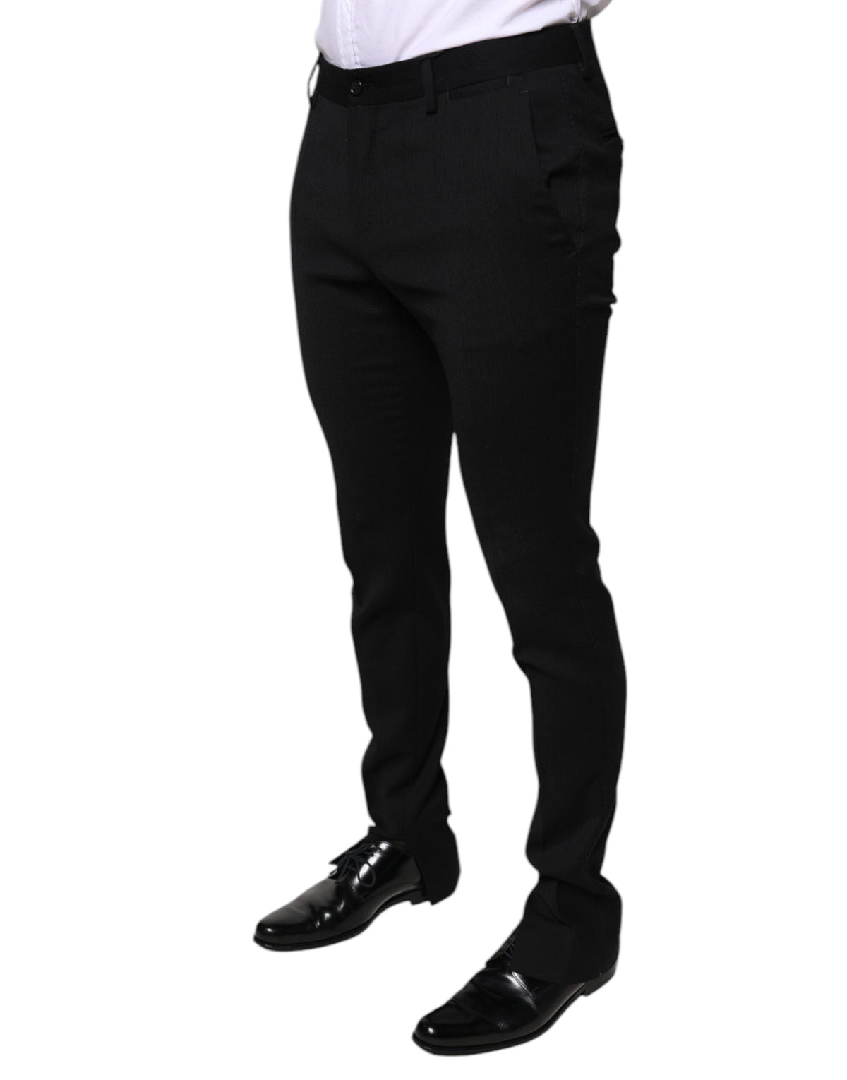 Pantalon tailleur noir en laine, coupe skinny, Dolce &amp; Gabbana