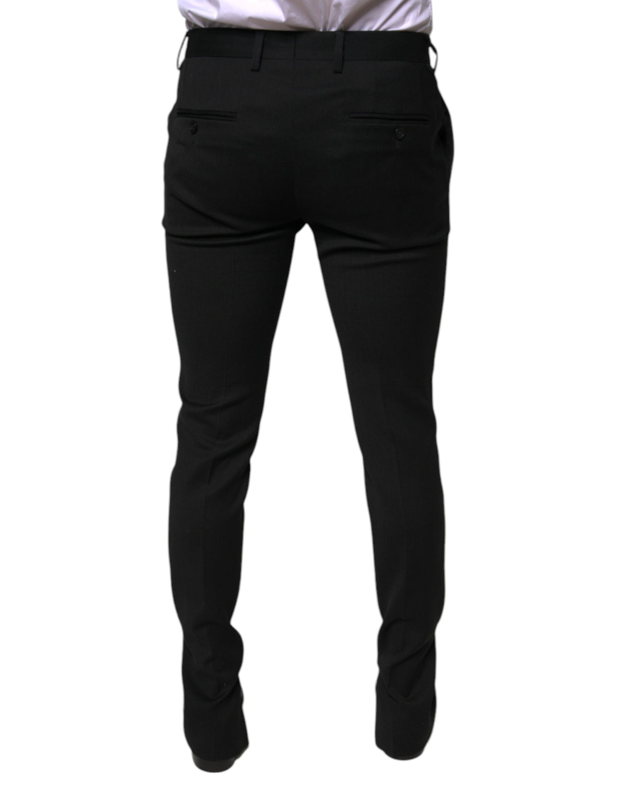 Pantalon tailleur noir en laine, coupe skinny, Dolce &amp; Gabbana
