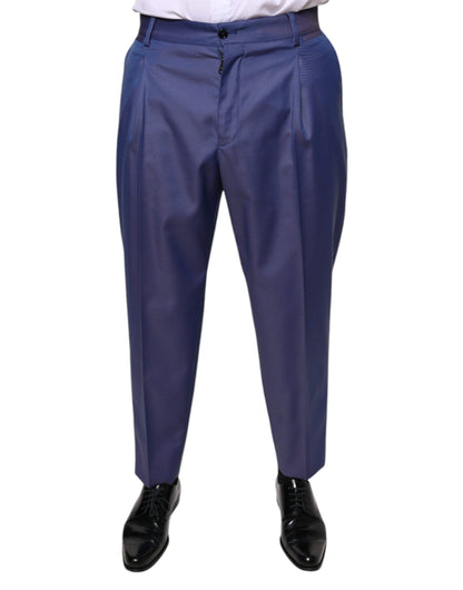 Dolce &amp; Gabbana Blauwe, taps toelopende, formele wollen broek voor heren