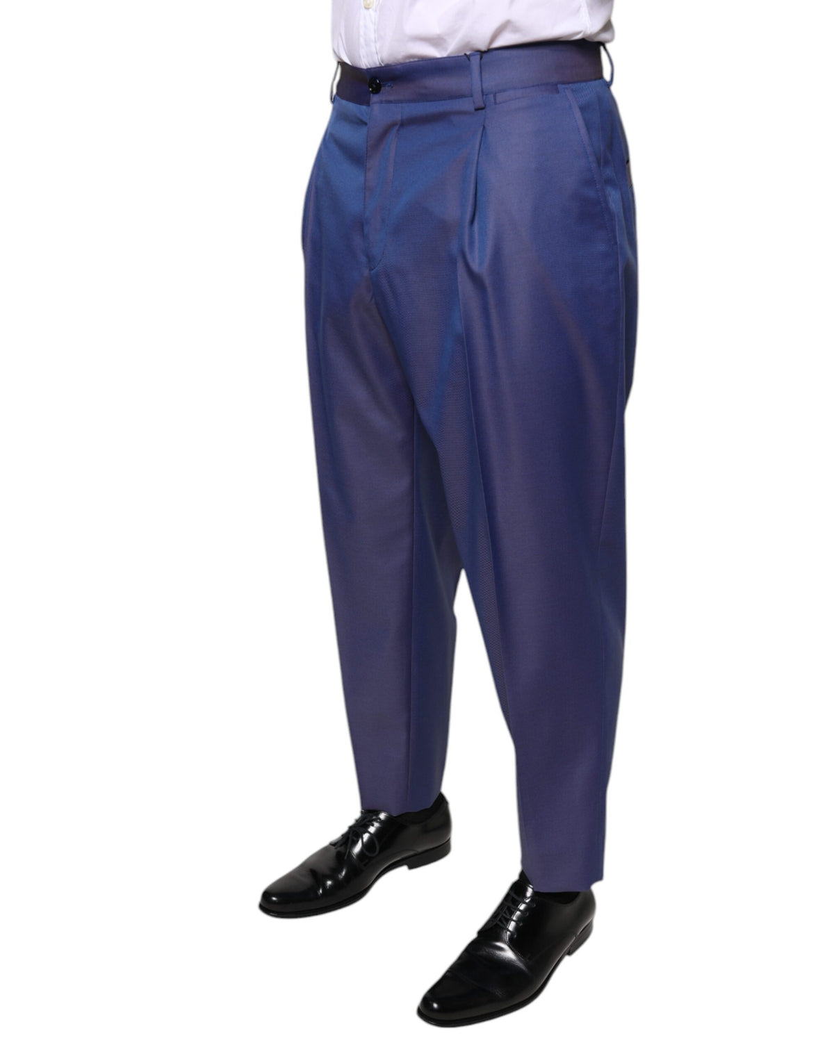 Pantalon tailleur droit bleu en laine de Dolce &amp; Gabbana