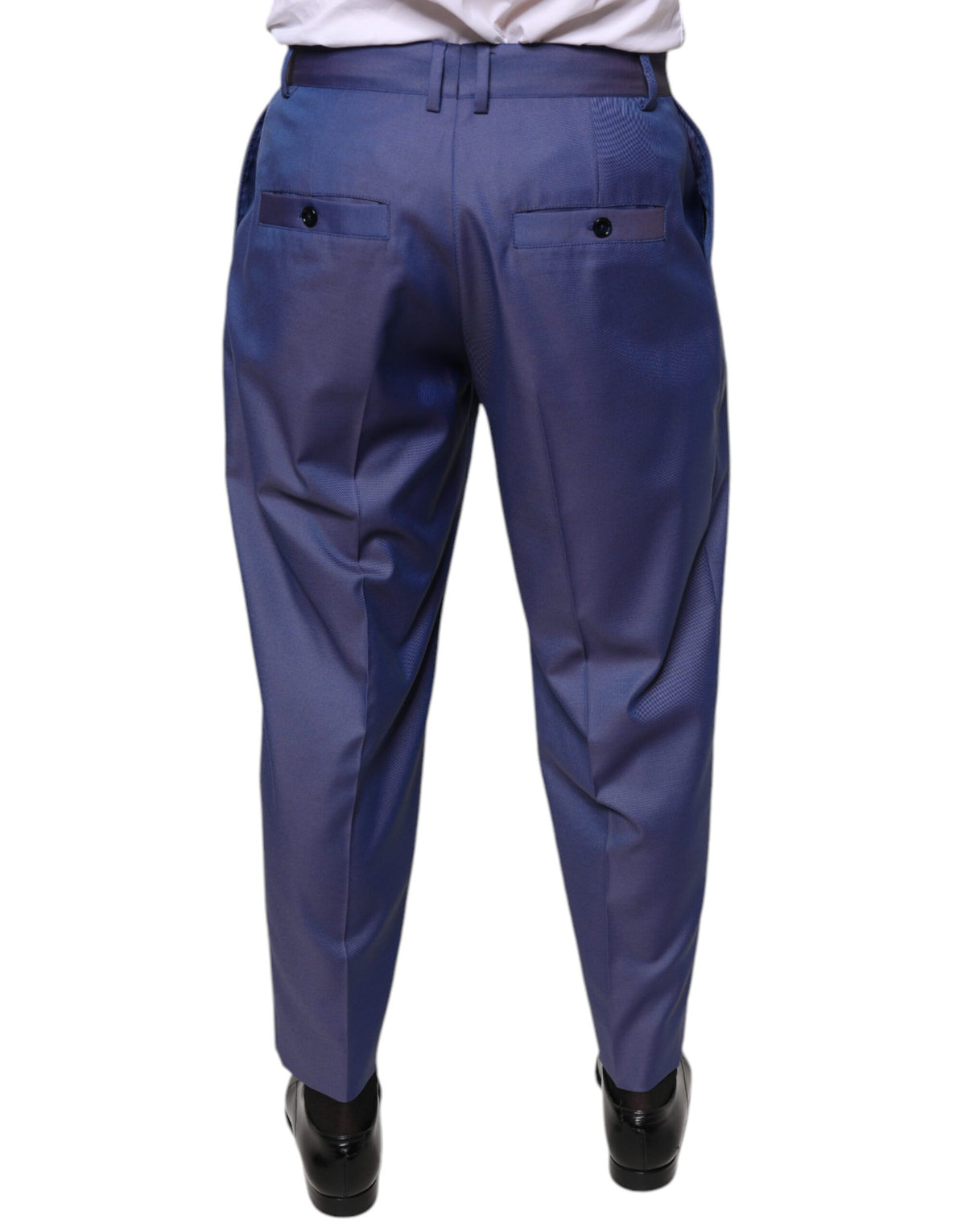 Pantalon tailleur droit bleu en laine de Dolce &amp; Gabbana