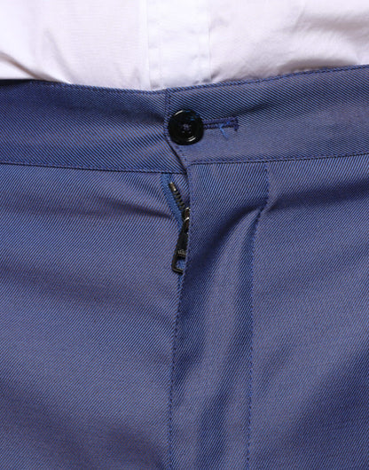 Dolce &amp; Gabbana Blauwe, taps toelopende, formele wollen broek voor heren