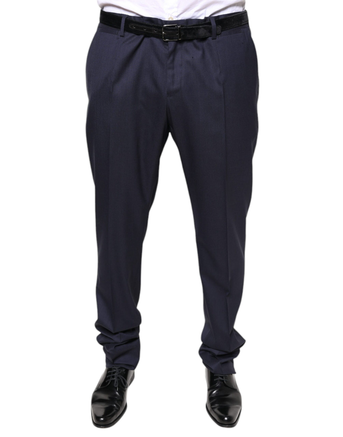 Pantalon tailleur droit en laine bleu Dolce &amp; Gabbana