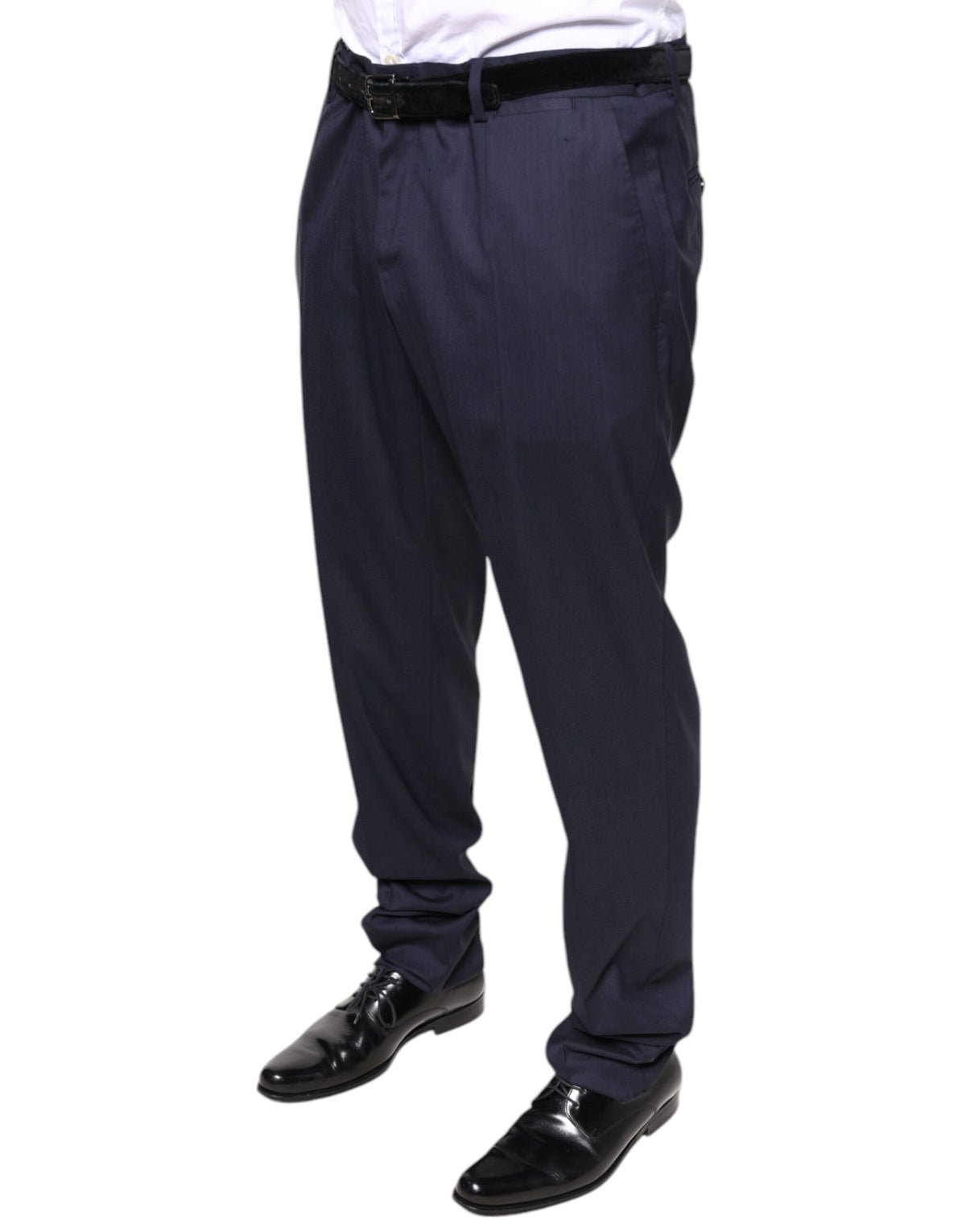 Pantalon tailleur droit en laine bleu Dolce &amp; Gabbana