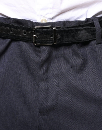 Dolce &amp; Gabbana blauwe wollen, strakke, formele pantalon