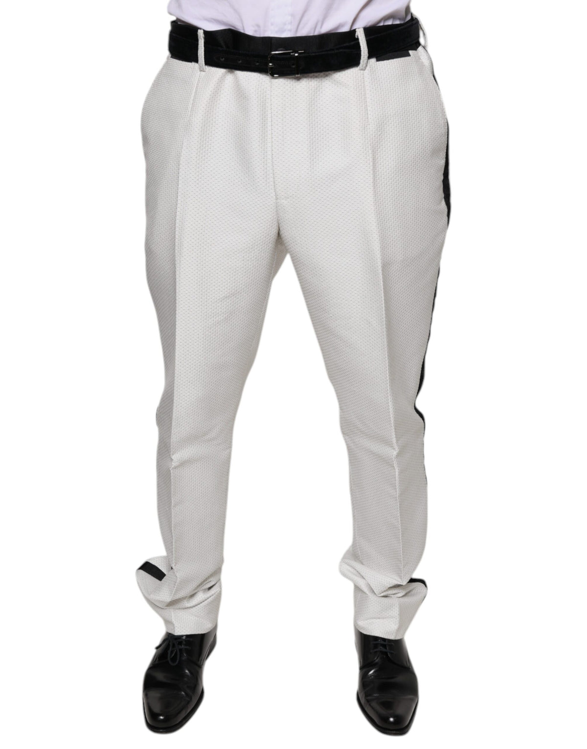 Pantalon habillé formel en polyester blanc Dolce &amp; Gabbana