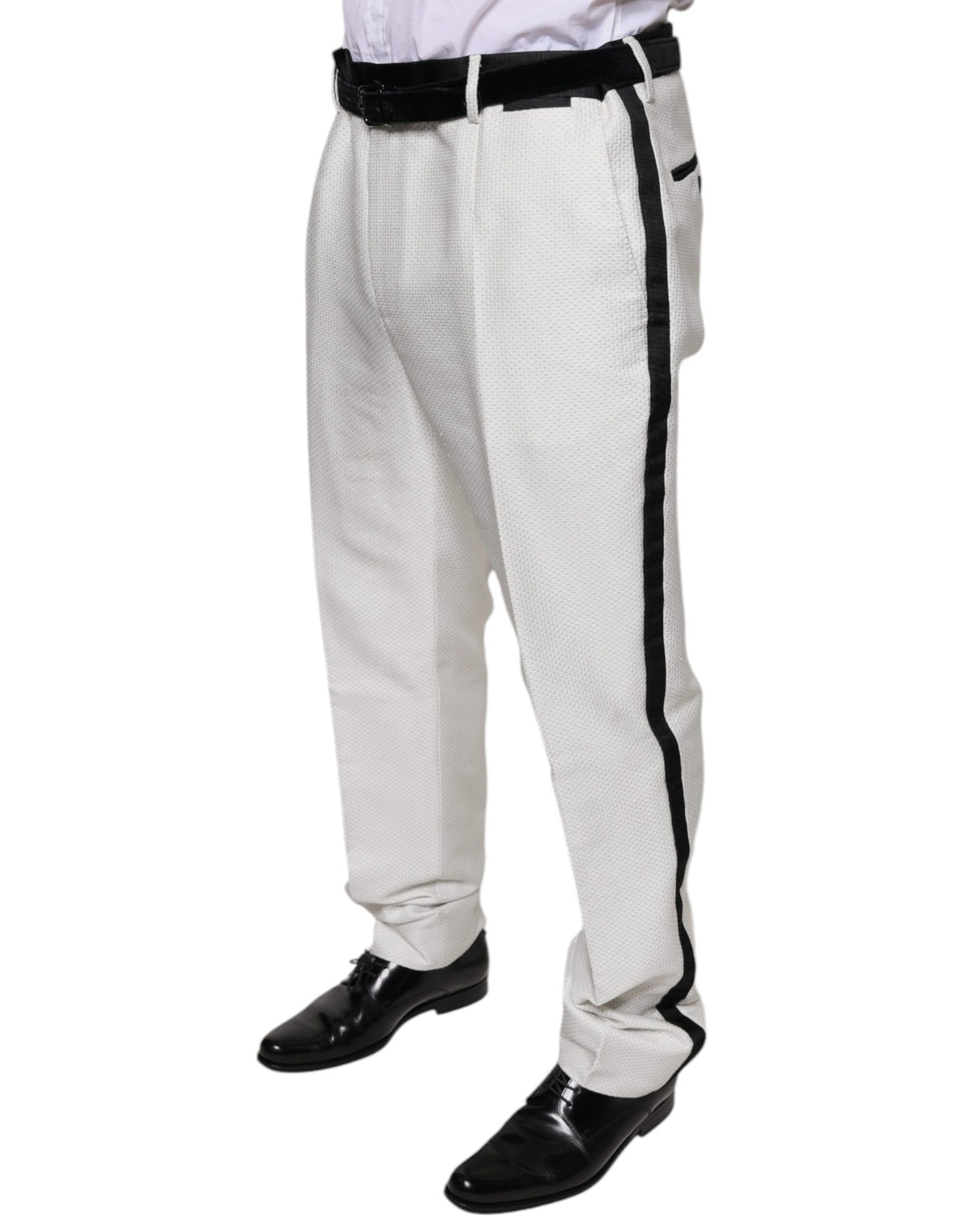 Pantalon habillé formel en polyester blanc Dolce &amp; Gabbana