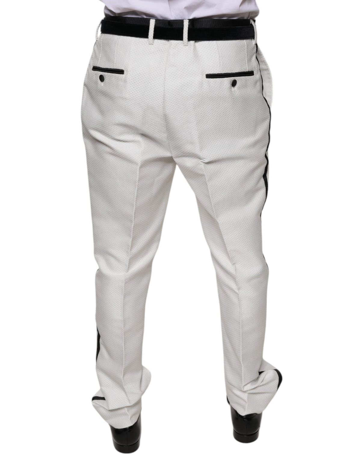 Pantalon habillé formel en polyester blanc Dolce &amp; Gabbana