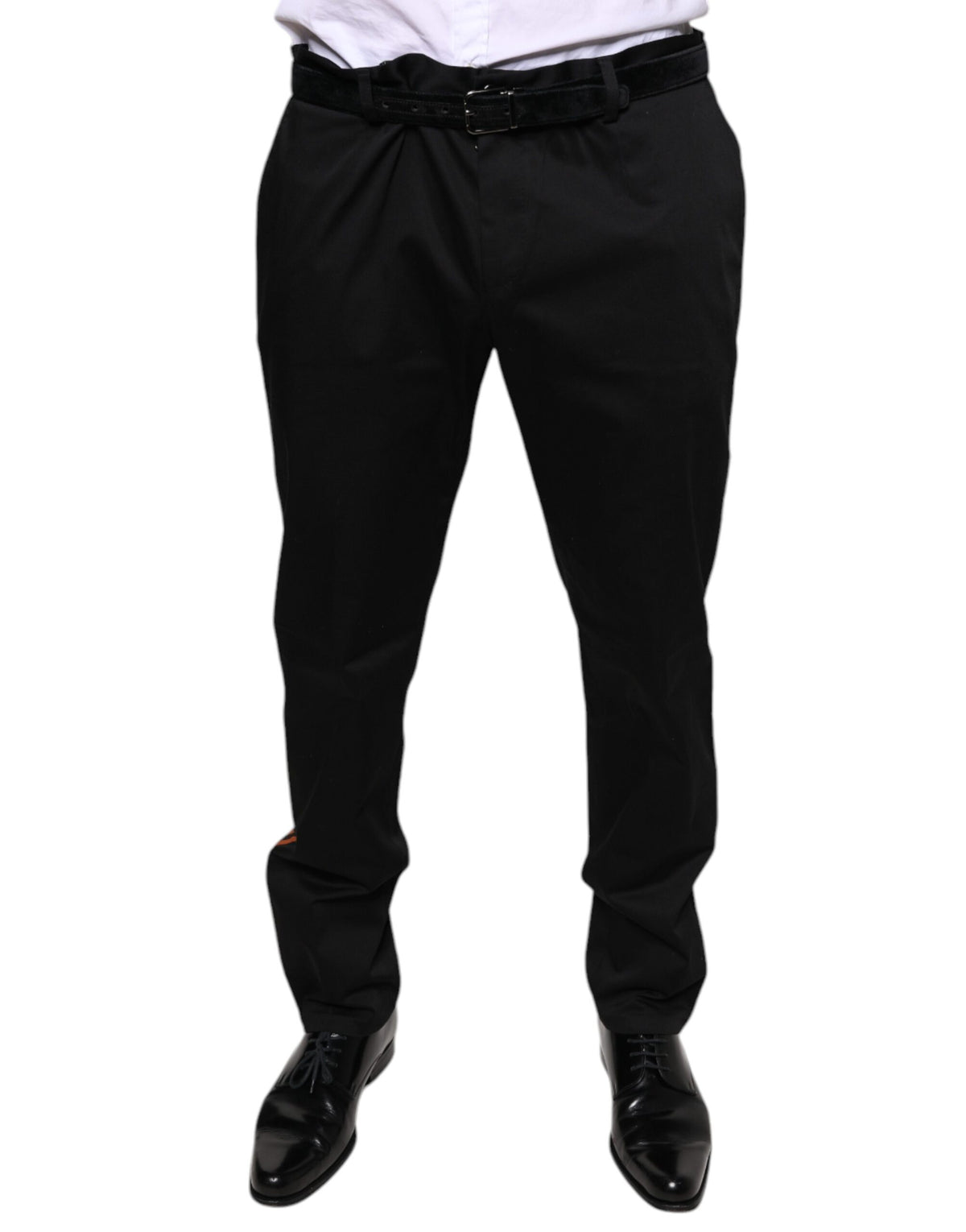 Pantalon tailleur noir en coton extensible et ajusté pour homme de Dolce &amp; Gabbana