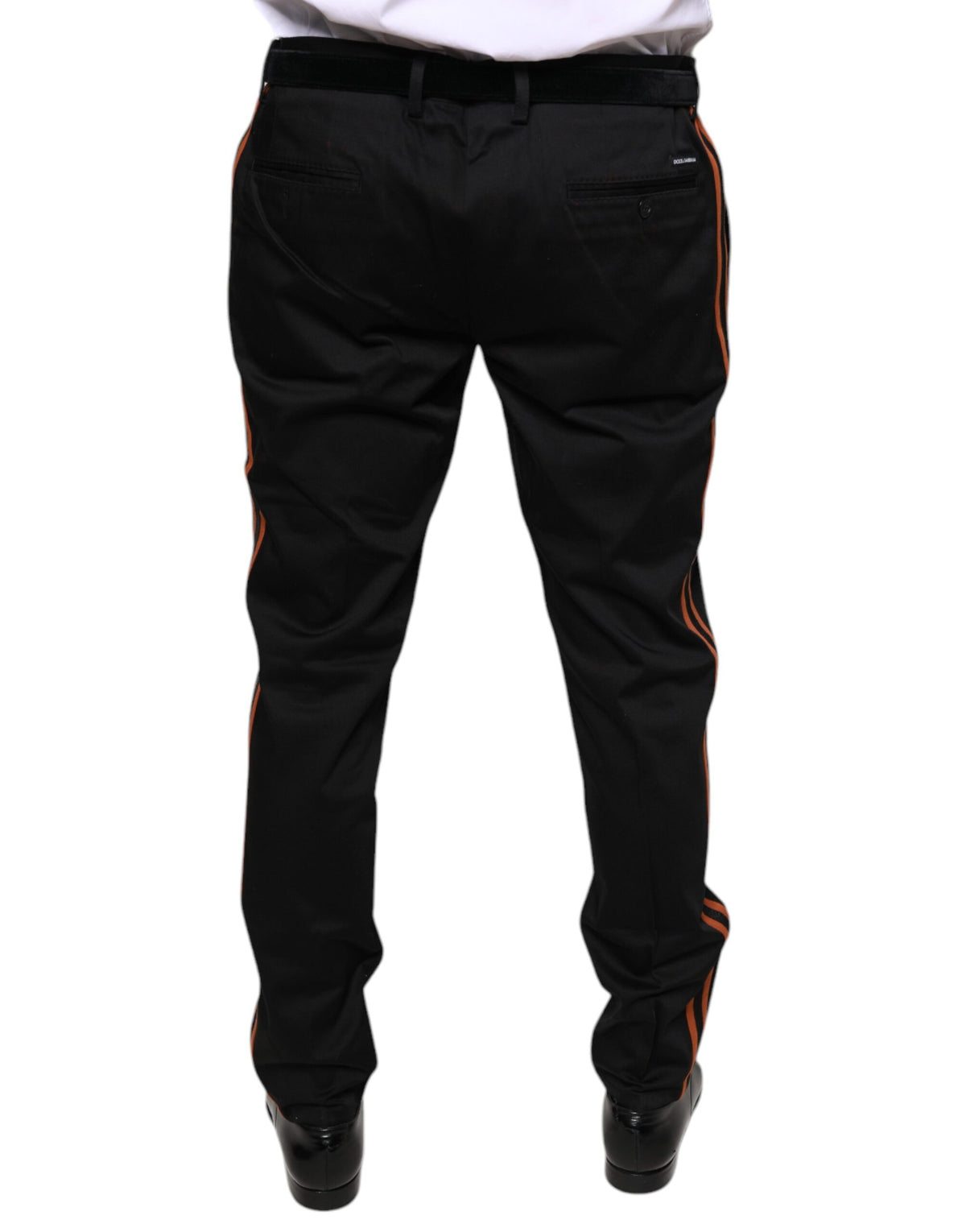 Pantalon tailleur noir en coton extensible et ajusté pour homme de Dolce &amp; Gabbana