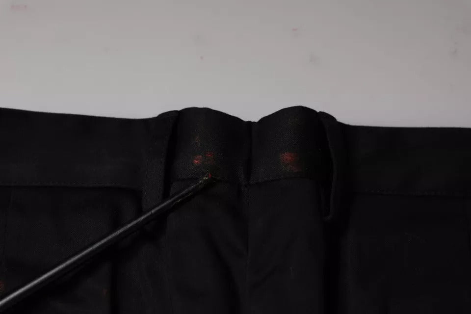 Pantalon tailleur noir en coton extensible et ajusté pour homme de Dolce &amp; Gabbana