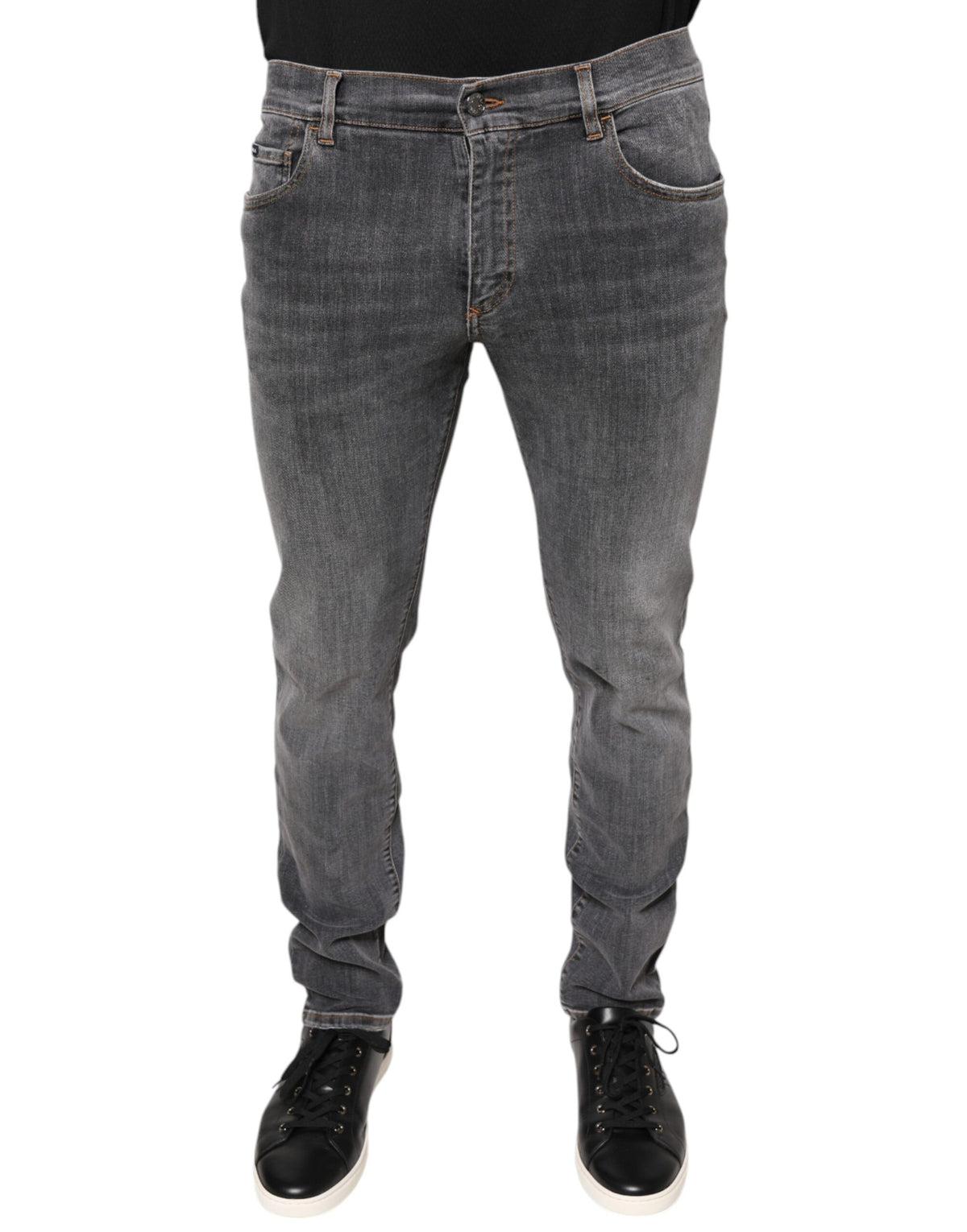 Jeans skinny en coton extensible gris foncé de Dolce &amp; Gabbana