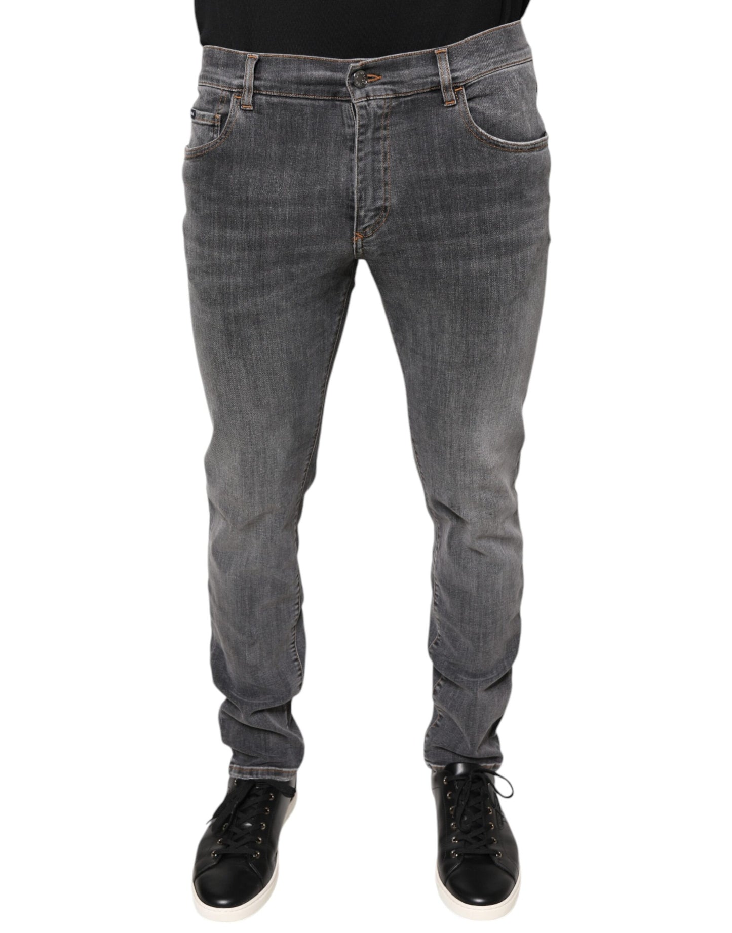 Jeans skinny en coton extensible gris foncé de Dolce &amp; Gabbana