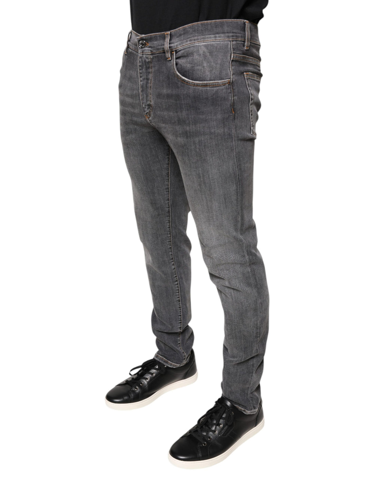 Jeans skinny en coton extensible gris foncé de Dolce &amp; Gabbana
