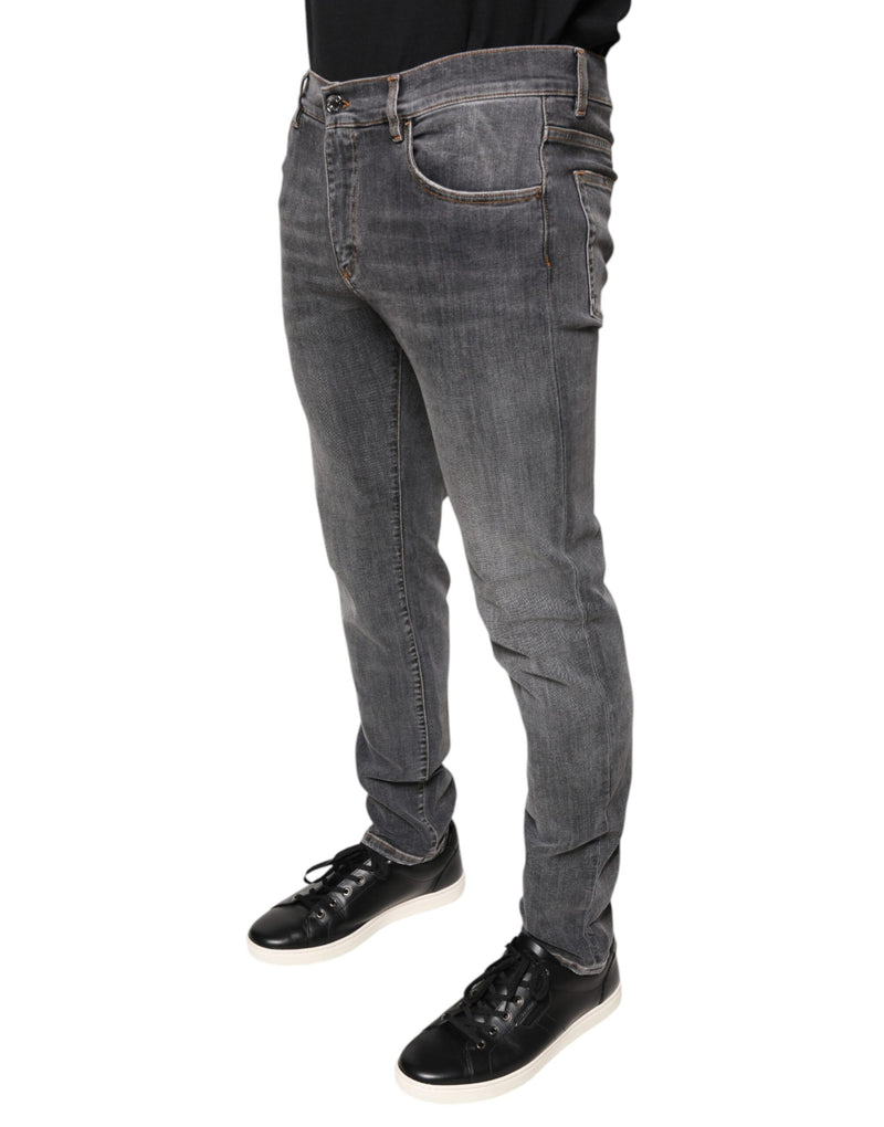 Dolce &amp; Gabbana donkergrijze, rekbare spijkerbroek in skinny model, gemaakt van katoen.