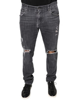Jeans skinny en coton délavé gris foncé de Dolce &amp; Gabbana