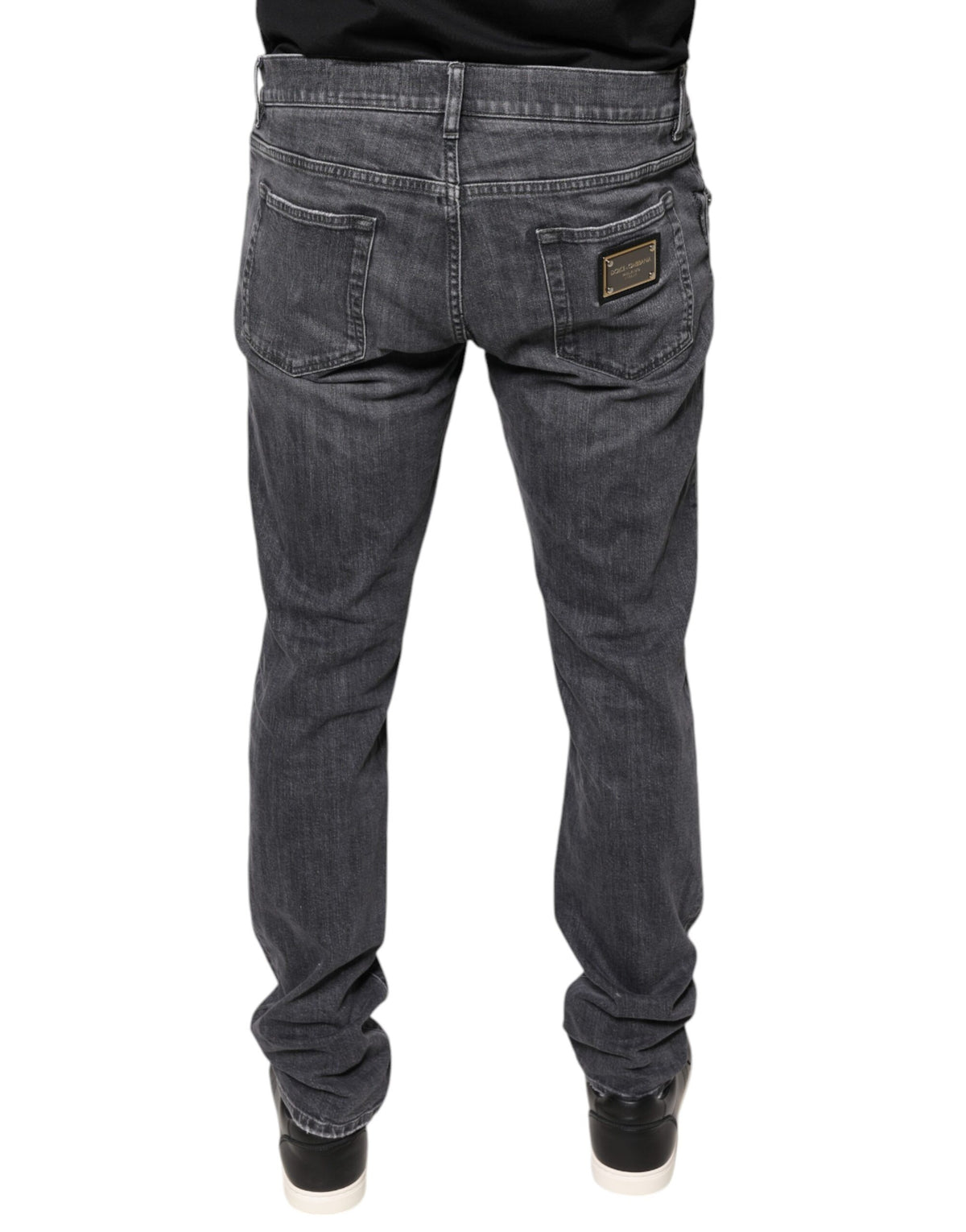 Jeans skinny en coton délavé gris foncé de Dolce &amp; Gabbana