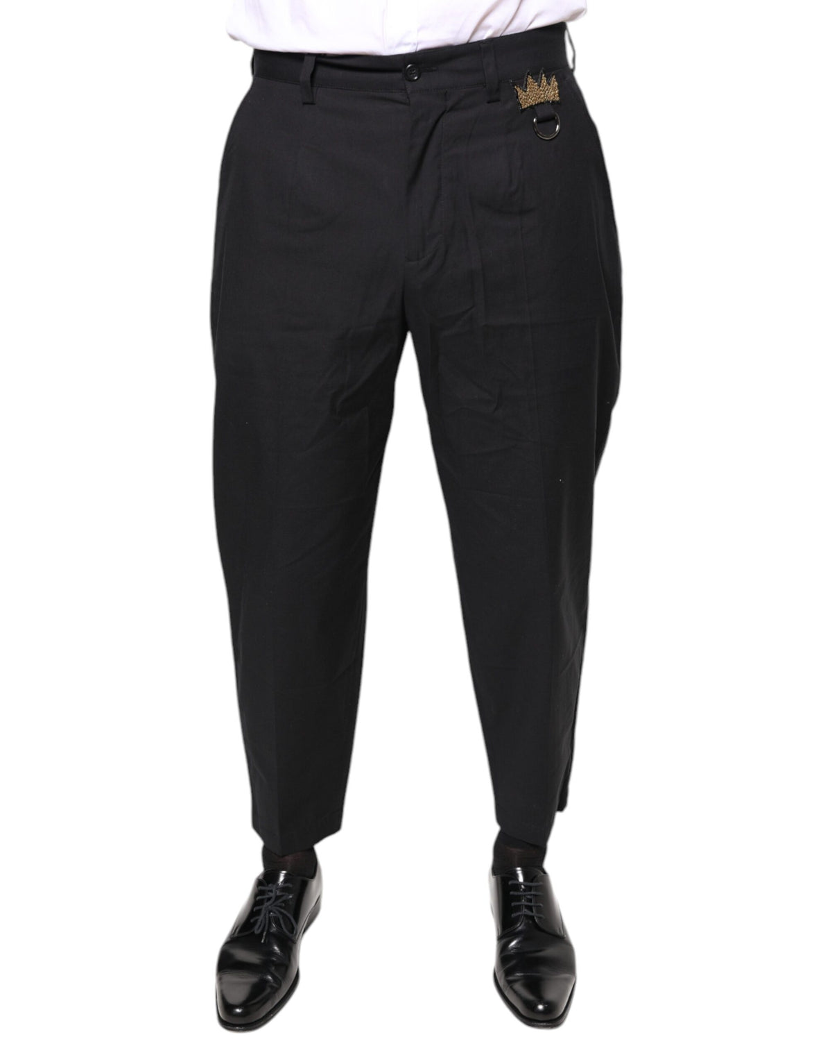 Pantalon-robe en coton noir à couronne Dolce &amp; Gabbana